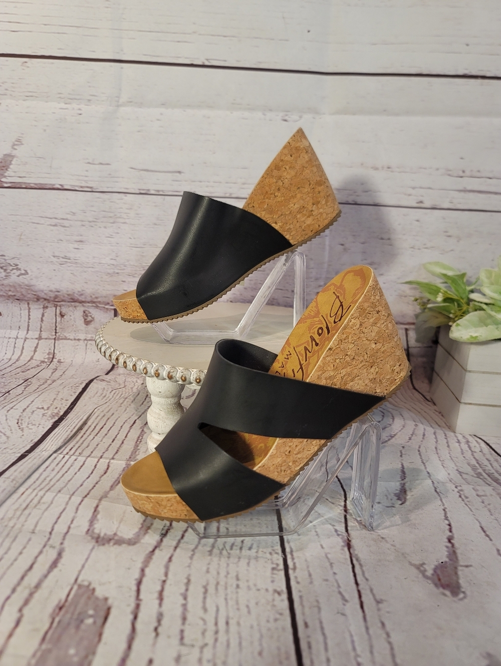 NWT Blowfish Malibu Womens Black Cork Wedge Slide Sandals Size 8.5 - Picture 4 of 14